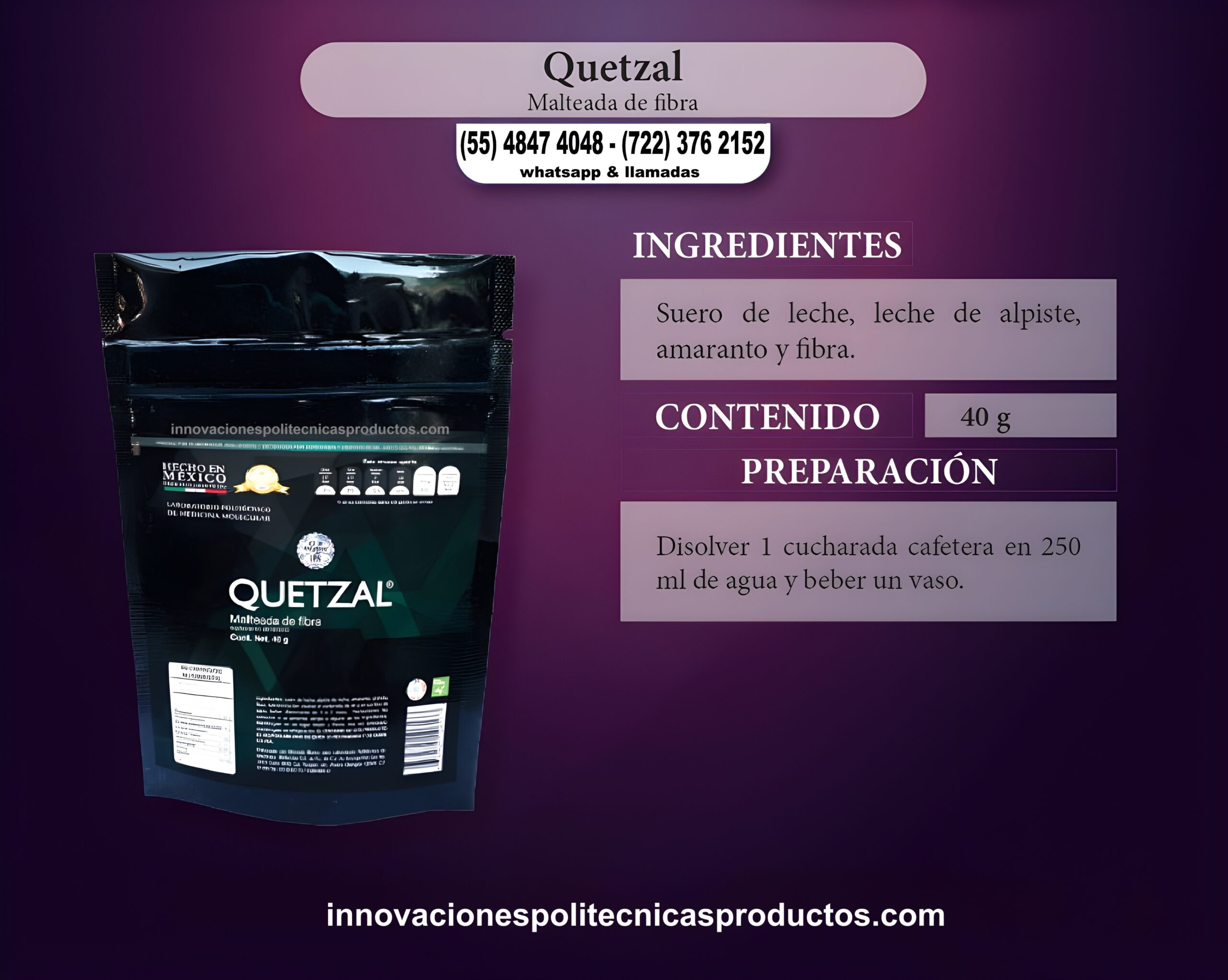 Quetzal (Malteada de Fibra) 40g