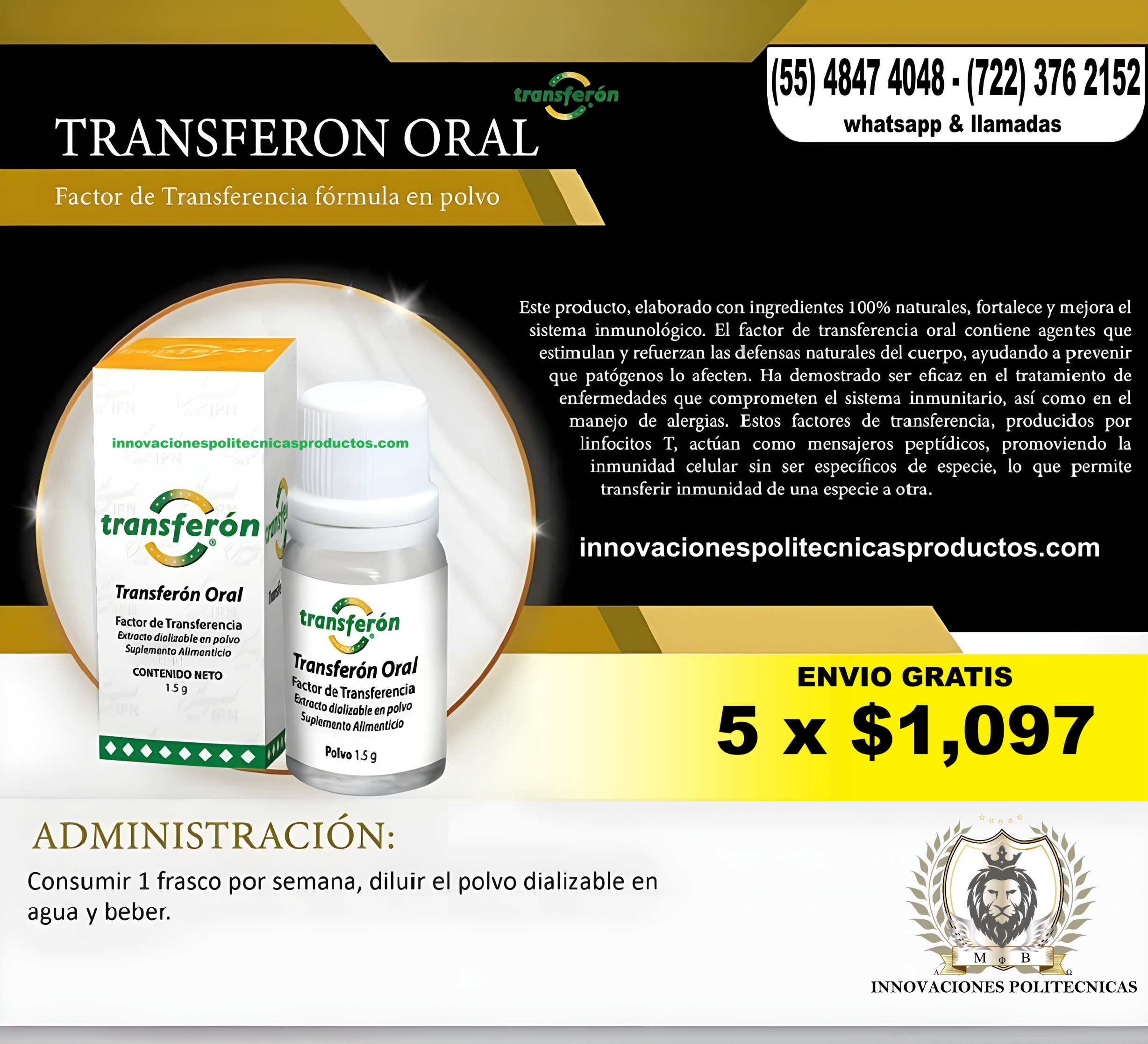 Transferon Factor de Transferencia Oral (5 Piezas)