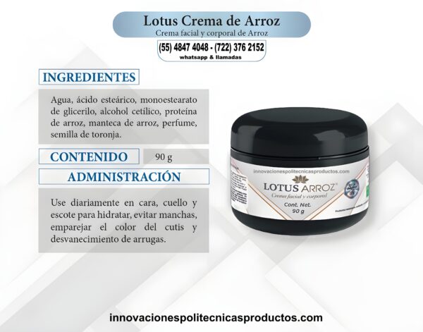 Lotus Arroz Crema Facial y Corporal