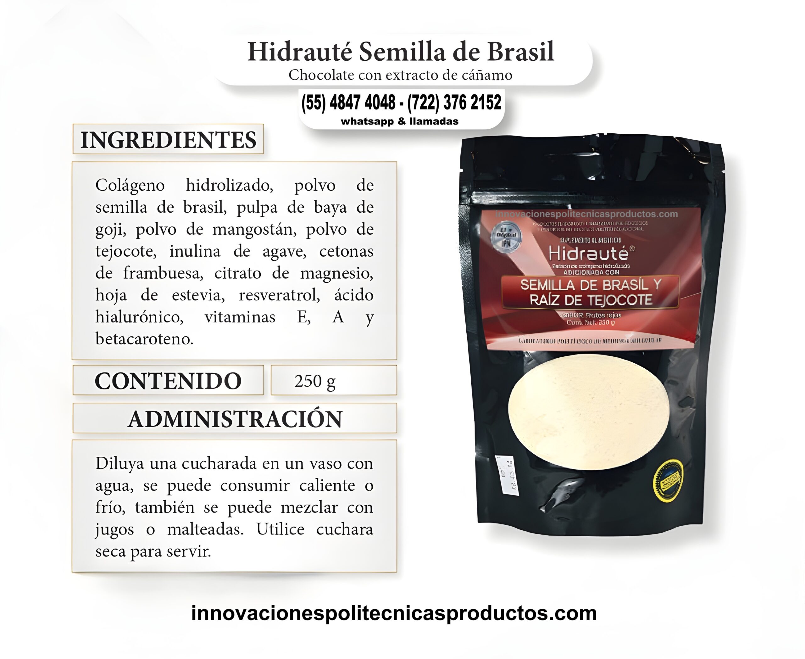 Hidrauté Colágeno Hidrolizado (Semilla de Brasíl y Raíz de Tejocote)
