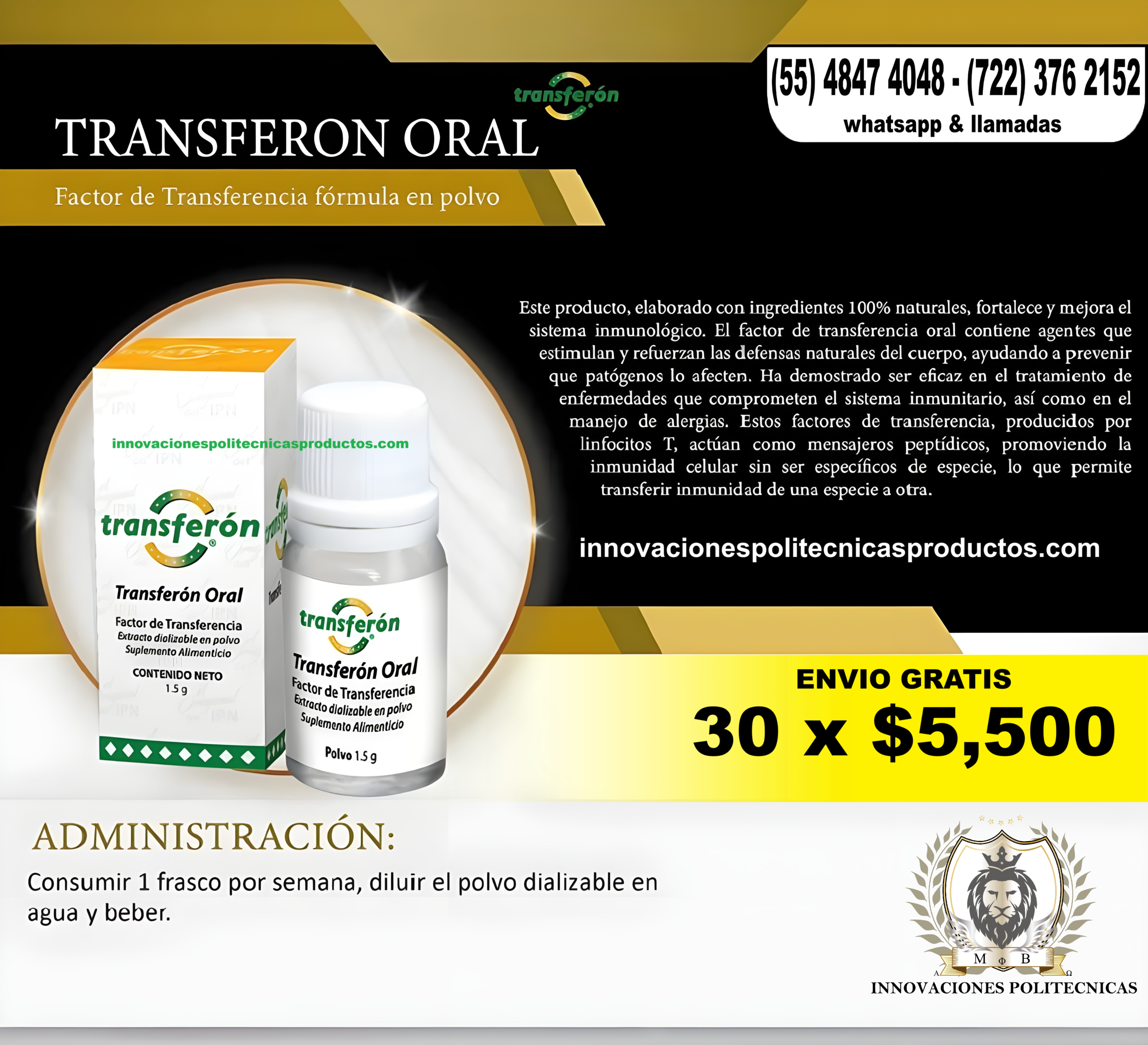 Transferon Factor de Transferencia Oral (30 Piezas)